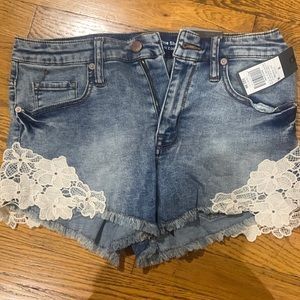 Brand new lace jean shorts